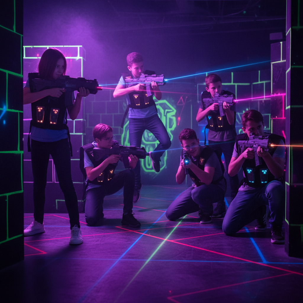 Laser tag players in action
